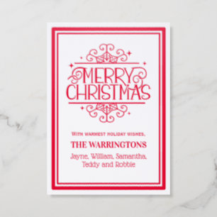 Simple Elegant Minimalist Merry Christmas Letterpress Photo Cards
