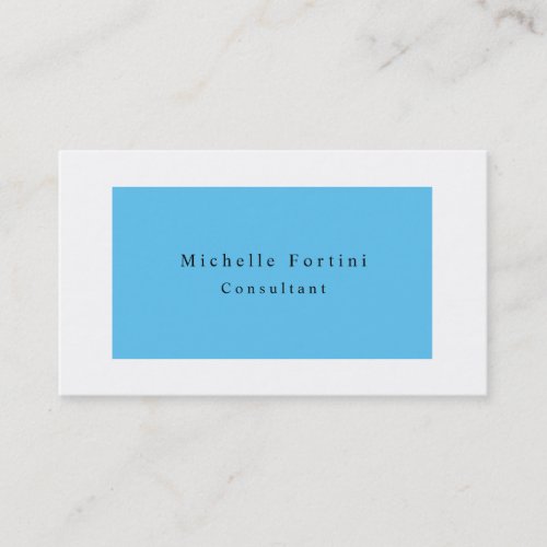 Simple Elegant Minimalist Modern Blue White Business Card