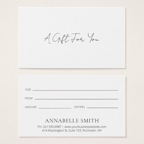 Simple Elegant Minimalist Modern Gift Certificate