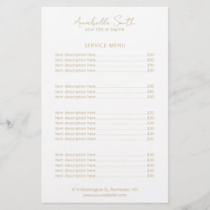 Simple Elegant Minimalist Modern Gold Price List
