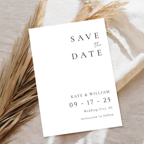 Simple Elegant Minimalist Modern Wedding Save The Date