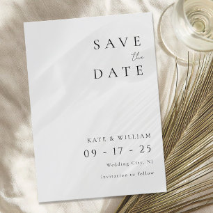 Simple Elegant Minimalist Modern Wedding Save The Date