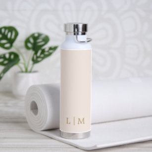 Simple Elegant Minimalist Monogram Gold Blush Pink Water Bottle