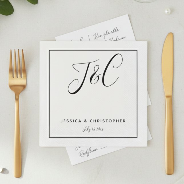Simple Elegant Minimalist Monogram Initials Napkins (Creator Uploaded)