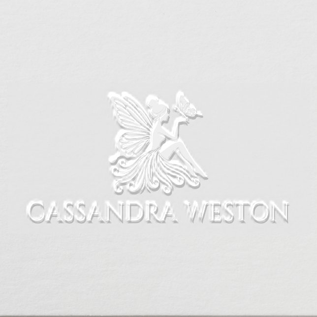 Simple Elegant Minimalist Name, Fairy & Butterfly Embosser (Design)