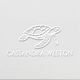 Simple Elegant Minimalist Name, Sea Turtle #4-8 Embosser