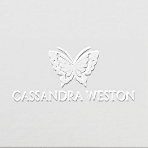Simple Elegant Minimalist Name with Butterfly #4-4 Embosser