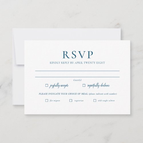 Simple Elegant Minimalist Navy Color RSVP Card