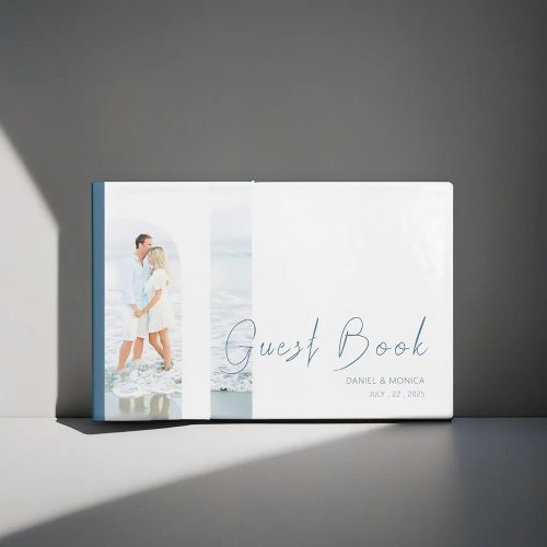 Simple Elegant Minimalist pastel blue Wedding Guest Book