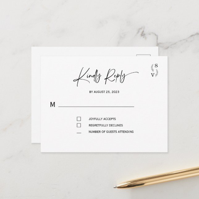 Simple Elegant Minimalist personalized rsvp Postcard (Front/Back In Situ)