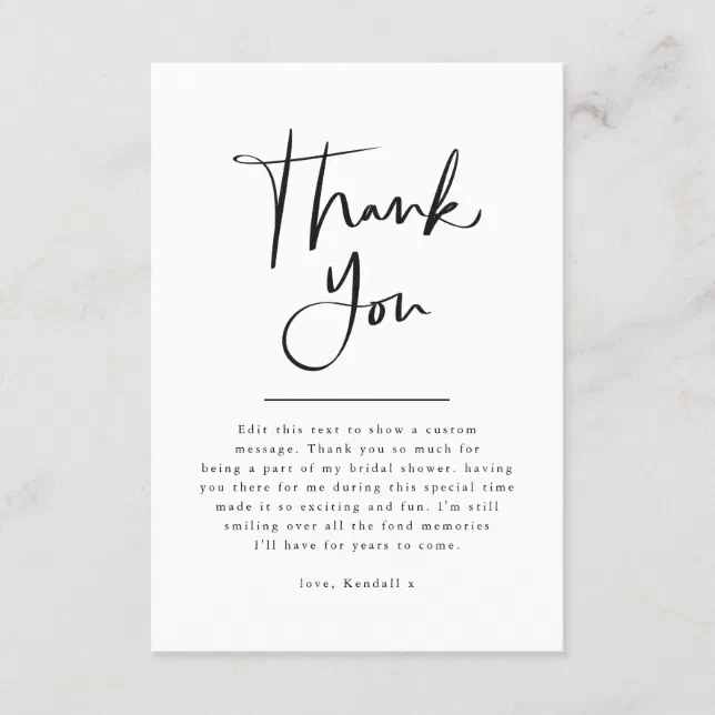 Simple Elegant Minimalist Photo Bridal Shower Thank You Card | Zazzle