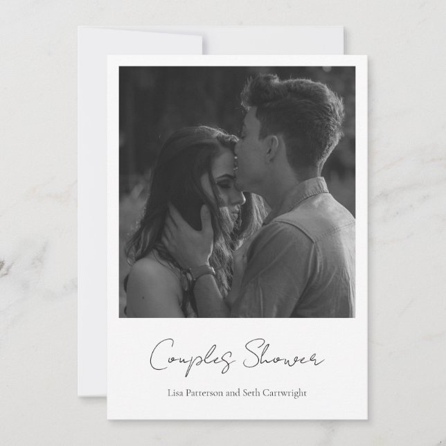 Simple Elegant Minimalist Photo Couples Shower Invitation (Front)