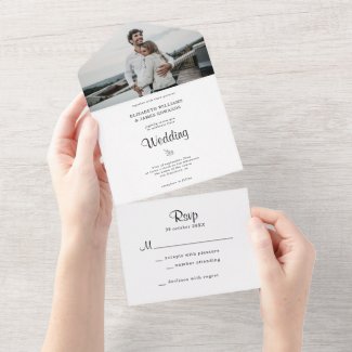 Simple Elegant Minimalist Photo Wedding All In One Invitation