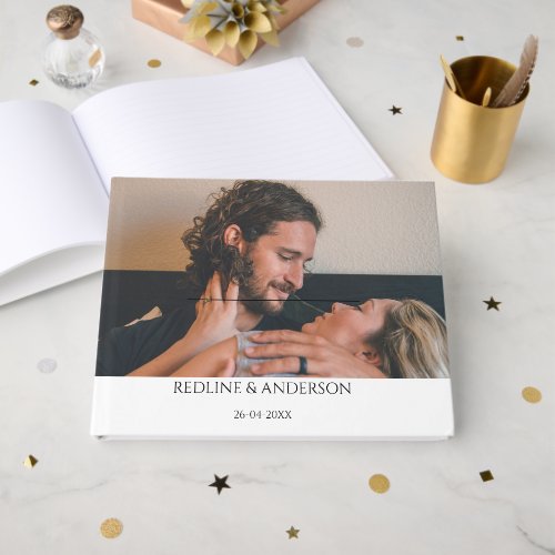 Simple Elegant Minimalist Photo Wedding Guest Book