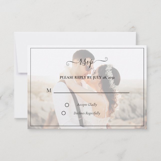 Simple Elegant Minimalist Photo Wedding RSVP Card (Front)