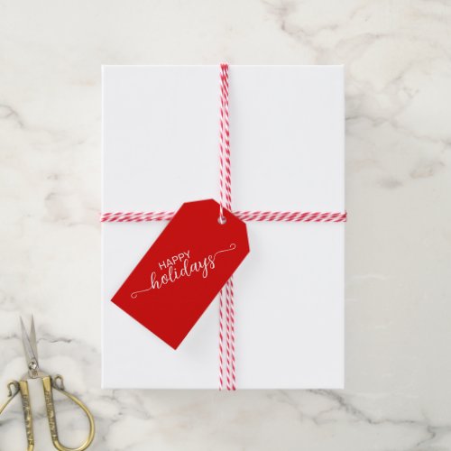 Simple Elegant Minimalist Red And White Gift Tags