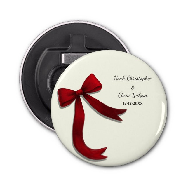 Simple Elegant Minimalist Red Bow Bottle Opener (Front)