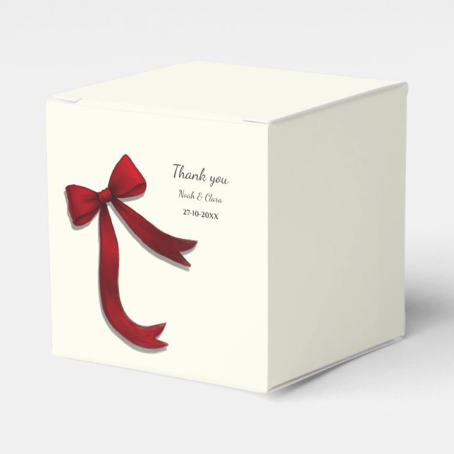 Simple Elegant Minimalist Red Bow Classic Favor Boxes (Front Side)