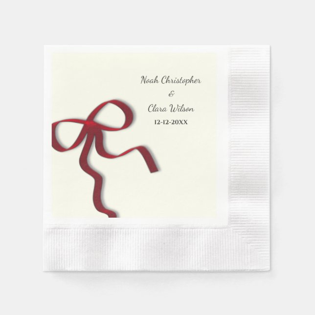 Simple Elegant Minimalist Red Bow Napkins (Front)