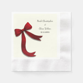 Simple Elegant Minimalist Red Bow Napkins
