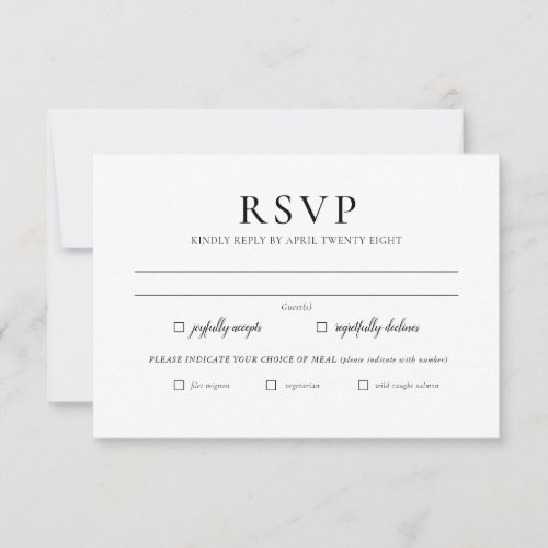 Simple Elegant Minimalist RSVP Invitation Card