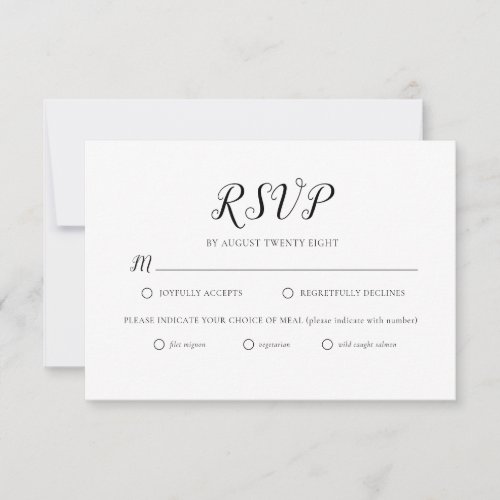 Simple Elegant Minimalist RSVP Invitation Card