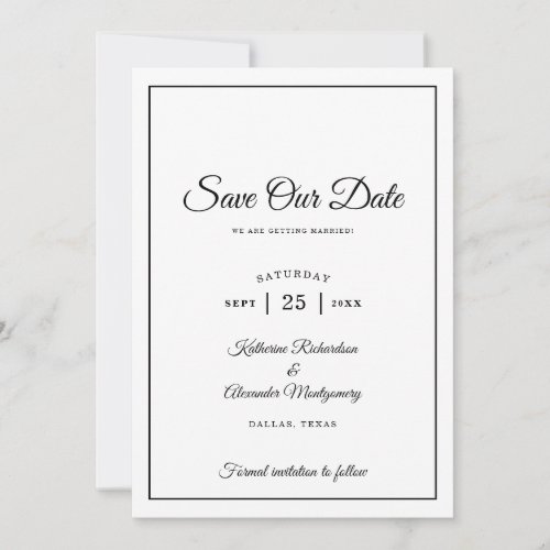 Simple Elegant Minimalist Script Formal Wedding  Save The Date