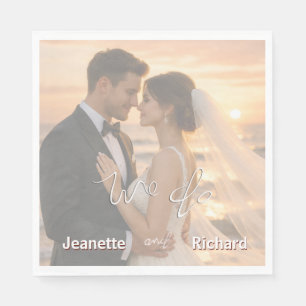 Simple Elegant Minimalist Sunset Beach Wedding Napkins