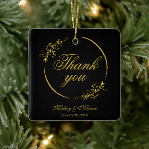 Simple Elegant Minimalist Thank You Ceramic Ornament