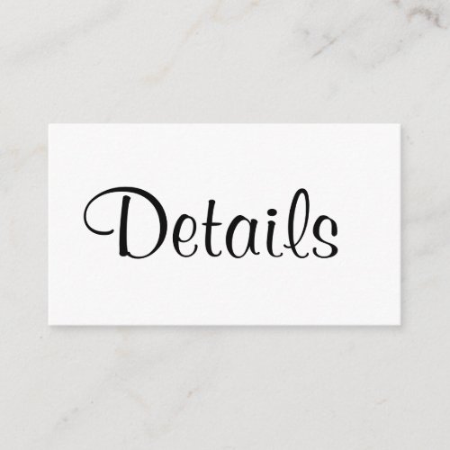 Simple Elegant Minimalist Wedding Details Enclosure Card