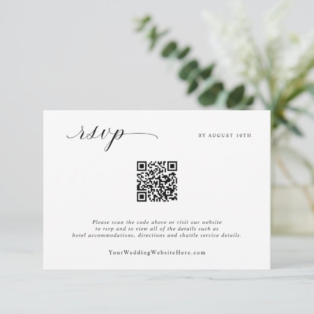 Simple Elegant Minimalist Wedding Mail Back RSVP Card (Standing Front)