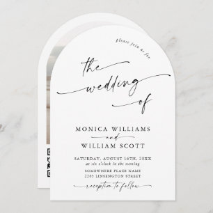 Simple Elegant Minimalist Wedding QR code PHOTO Invitation