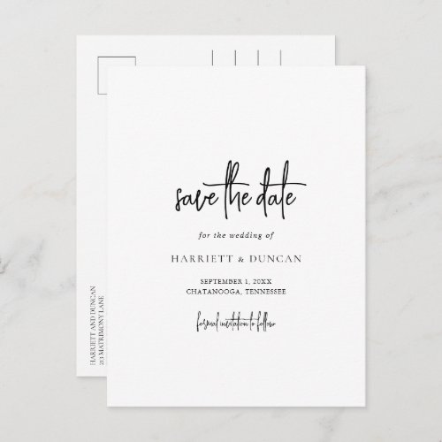 Simple Elegant Minimalist Wedding Save The Date Announcement Postcard