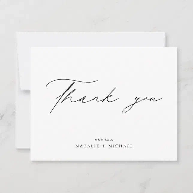 Simple Elegant Minimalist Wedding Thank You Cards | Zazzle