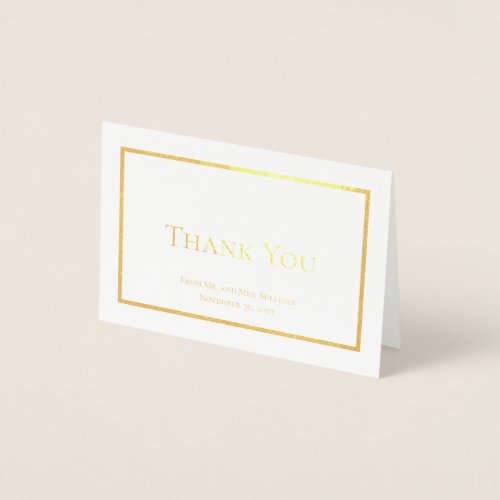 Simple Elegant Minimalist Wedding Thank You Foil Card