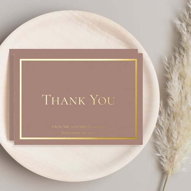Simple Elegant Minimalist Wedding Thank You Foil Holiday Card (Creator Uploaded)