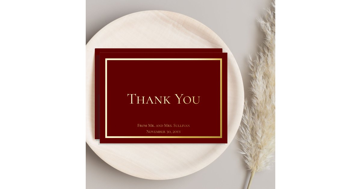 Simple Elegant Minimalist Wedding Thank You Foil Holiday Card | Zazzle