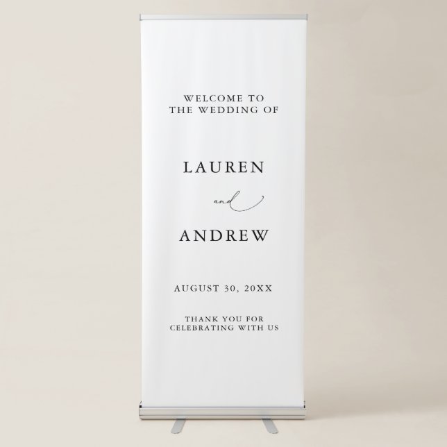 Simple Elegant Minimalist Welcome to Our Wedding Retractable Banner (Front)