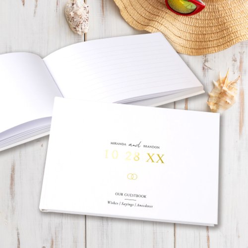 Simple Elegant Minimalist You &amp; Me Wedding Foil Guest Book