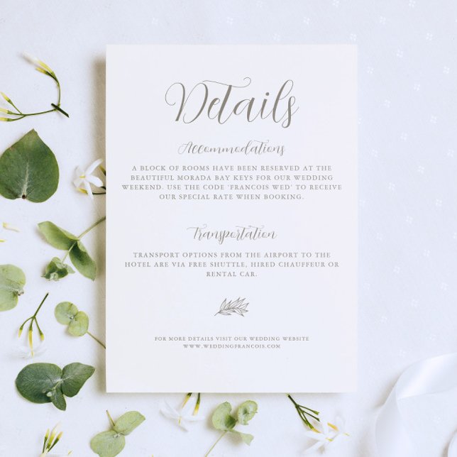 Simple Elegant Minimalistic Script Wedding Details Enclosure Card (Creator Uploaded)