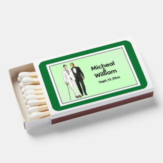 Simple Elegant Mint Green White Frame Favor Matchboxes