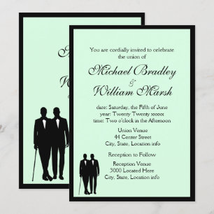 Simple Elegant Mint Grooms Gay Wedding Invitation