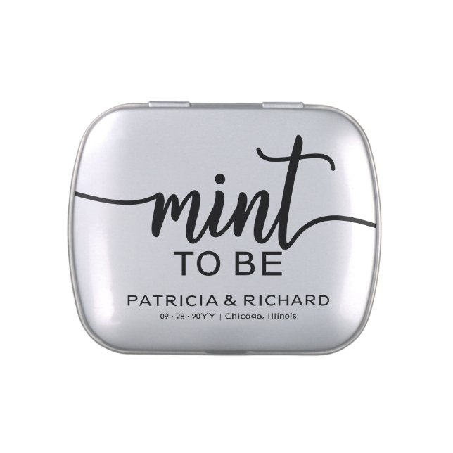 Simple Elegant Mint To Be Wedding Candy Tin (Top)