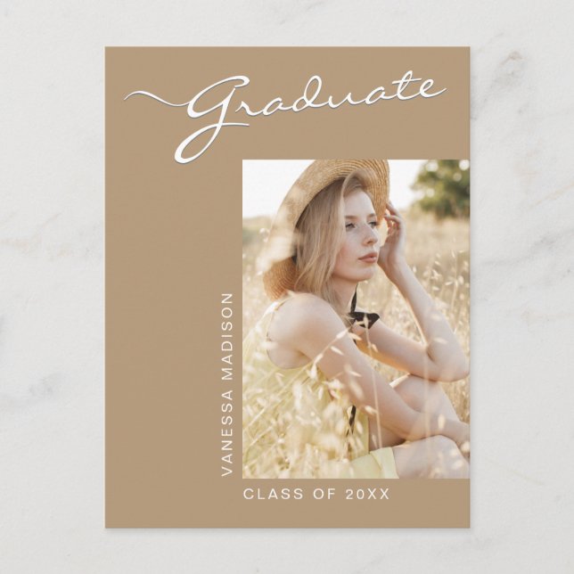 Simple Elegant Modern | 1 Photo Grad Announcement Postcard (Front)