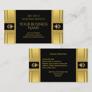 Simple Elegant Modern Art Deco Gold Black Business Card