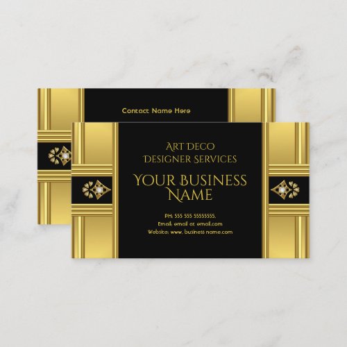 Simple Elegant Modern Art Deco Gold Black Business Card