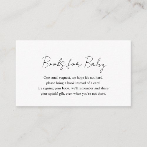 Simple Elegant Modern Baby Shower Books for Baby Enclosure Card