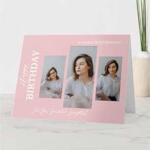 Simple Elegant Modern Birthday Stylish 4 Photo Card