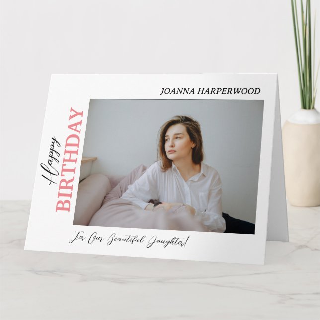 Simple Elegant Modern Birthday Stylish Photo Card (Front)