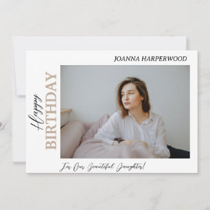 Simple Elegant Modern Birthday Stylish Photo Holiday Card